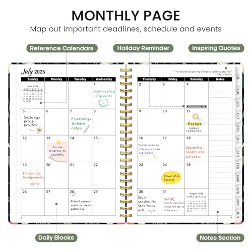 Planner 2026-2027, Academic Monthly and Weekly Calendar Planner for Women, July 2026 - June 2027, Hardcover Pretty Agenda Planner Book with Tabs, Spiral Daily Organizer for School Office Home Supplies, 6.3" x 8.5" - Butterfly Tapestry - color: C-Butterfly