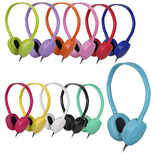 Kids Headphone Bulk 24 Pack Multi Color for Classroom School,Wired | Wholesale Earphones Class Set for Students Teens Children and Adult 3.5mm Jack - size: 24 Pack Multi Color