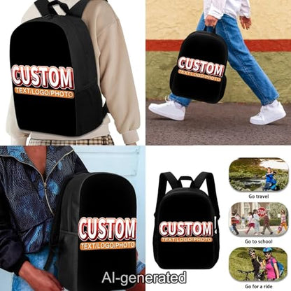 Customization Backpack School Set 3Pcs with Lunch Box Pencil Case Sports Bookbag Back Pack Lightweight Casual Daypacks for Elementary Primary Middle School - color: A-custom