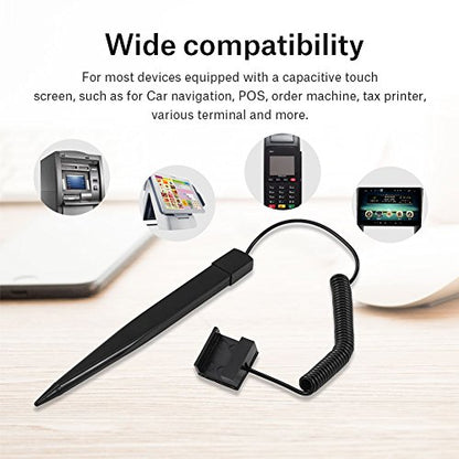 Pen, Professional Spring Pen Pressure Sensitive Pen with Spring Rope w/Pen Holder for Car Navigation Capacitive POS Order Machine