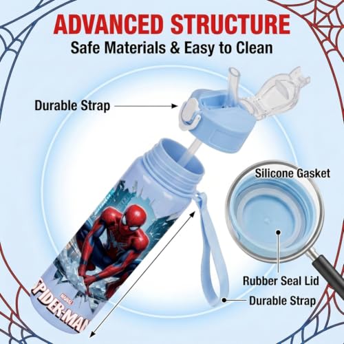 Cartoon Huntrix Water Bottle for Girls, 25oz Leak Proof with Straw Lid, Gifts for Girls (spidey) - color: spidey