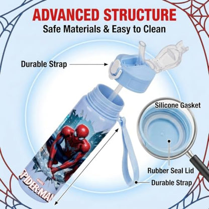 Cartoon Huntrix Water Bottle for Girls, 25oz Leak Proof with Straw Lid, Gifts for Girls (spidey) - color: spidey