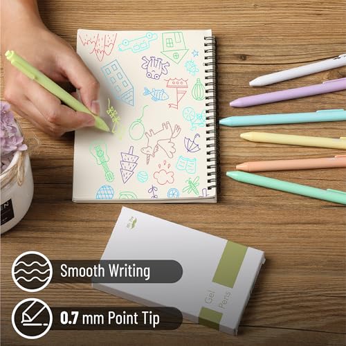 Mr. Pen- Retractable Gel Pens, 8 Pack, Macaron Pastel Color Ink | Fine Point 0.7 mm, Fast Dry, Smooth Writing, Cute Gel Ink Pens for Drawing, Writing Planner and School Supplies