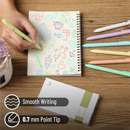 Mr. Pen- Retractable Gel Pens, 8 Pack, Macaron Pastel Color Ink | Fine Point 0.7 mm, Fast Dry, Smooth Writing, Cute Gel Ink Pens for Drawing, Writing Planner and School Supplies