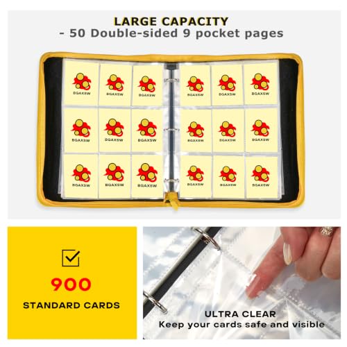 9-Pocket Trading Card Binder, PU Leather Zip Card Binder Album Holds 900 Cards for TCG, Sports Cards, Collectible Cards（CARTOON） - color: Cartoon4