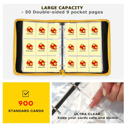 9-Pocket Trading Card Binder, PU Leather Zip Card Binder Album Holds 900 Cards for TCG, Sports Cards, Collectible Cards（CARTOON） - color: Cartoon4
