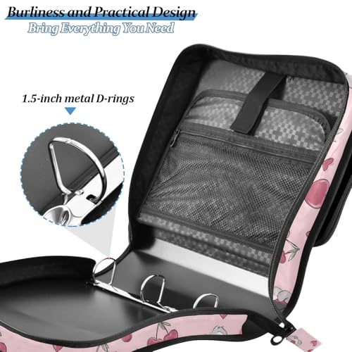 3 Ring Zipper Binder Koala Pink Cherry Binders Bag with Shoulder Strap 500 Sheets Paper Organizer Trapper Keeper Documents Storage File Folder for School Office - color: A2809