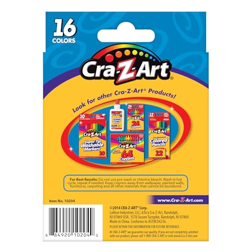 Cra-Z-Art 16ct Washable Jumbo Crayons, Easy Clean Up, Back To School Supply, Creative Fun for Children, Ages 3 and Up - size: 16 Count (Pack of 1)