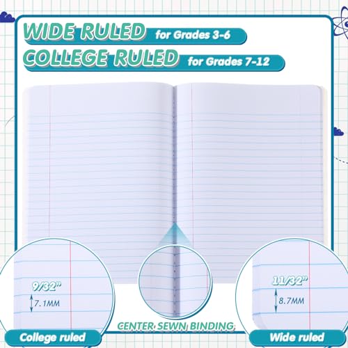 Fulmoon 48 Pcs Composition Notebook College Ruled Hard Cover Notebook 60 Sheets/120 Pages for School College Journal Writing Programs Art Recipes 9.75 x 7.5 Inch, Blue