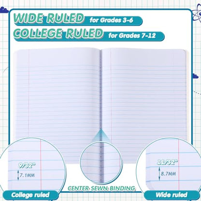 Fulmoon 48 Pcs Composition Notebook College Ruled Hard Cover Notebook 60 Sheets/120 Pages for School College Journal Writing Programs Art Recipes 9.75 x 7.5 Inch, Blue