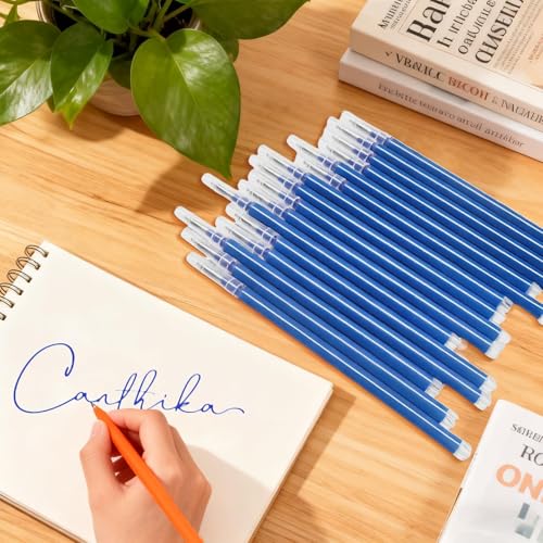 16Pcs 0.7mm Blue Erasable Gel Ink Pen Refills Compatible with Frixion | for Friction, Replaceable Medium Fine Point Clicker Refill Stationery - color: Blue 16pcs