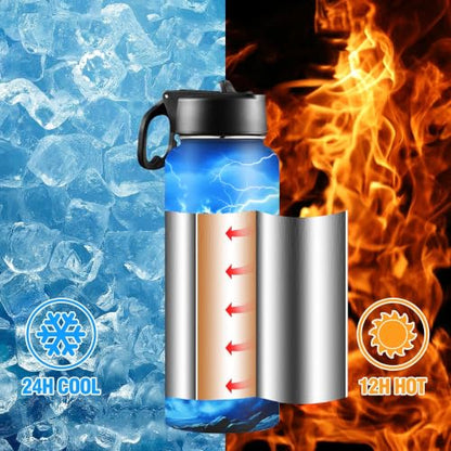 D-Story Personalized Kids Water Bottle with Name, 18 oz Custom Stainless Steel Vacuum Insulated Tumbler, Leak-Proof Straw Lid, Back to School Gifts - Soccer Dinosaur, Racing Car Cool Theme - color: Sci-fi special effects 01