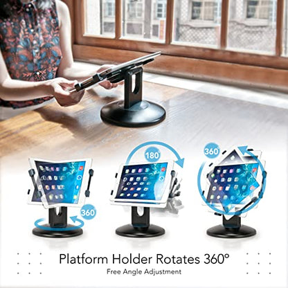 EHO Tablet Kiosk Stand, 360° Rotating Commercial Tablet Stand, Retail Kiosk, 6"-13" (Screens) Adapter Universal Holder for iPad, Air, Mini, Microsoft Surface, Most Tablets - Black - color: Black