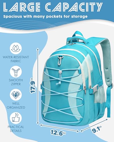 BLUEFAIRY Middle High School Backpack for Boys Girls Large Bookbag with Laptop Compartment Back to School Book Bags for Teens Teenagers Mochilas Escolares para Niños Niñas (Blue/Light Blue, Solid) - color: Blue/Light Blue