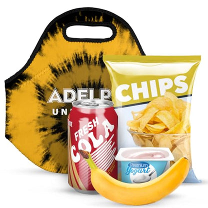 Campus Lab Adelphi University Tie-Dye Soft Neoprene Lunch Bag, Lightweight - color: Adelphi University Panthers