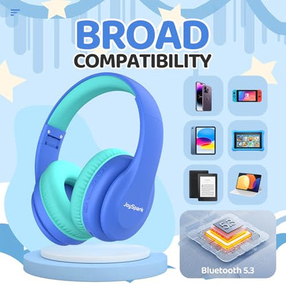 JoySpark Kids Bluetooth Headphones, Lightweight Wireless Headphones for Kids, 85/94dB Volume Limited, 60 Hours Playtime, Bluetooth 5.3, Over-Ear Toddler Headsets with Built-in Mic-Blue - color: Blue