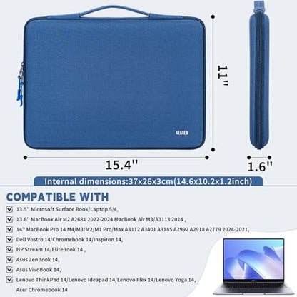 Hard Laptop Sleeve Case for 13.6" MacBook Air, 14" MacBook Pro | Fit MacBook Air M2/M3 A2681 A3113, 14" MacBook Pro M4/M3/M2/M1 Pro/Max A3112 A3401 A3185 A2992 A2918 A2779, Water-Resistant - color: Blue