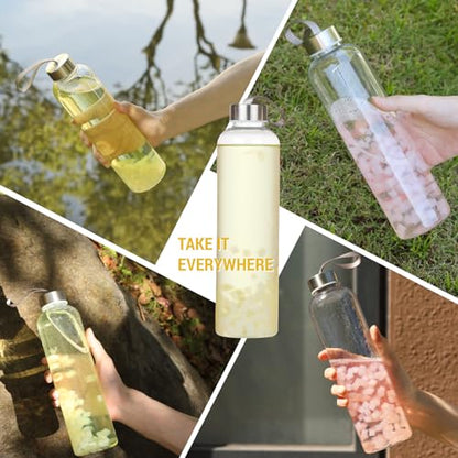 novelinks 27 OZ Plastic Water Bottles Reusable Water Bottles with Airtight Juice Bottle with Stainless Steel Lids for Eco-Friendly Travel Drinks and Beverages,6 Pack