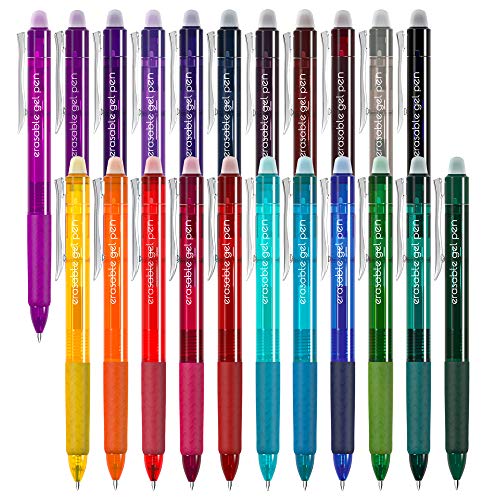 Vanstek 22 Colors Retractable Erasable Gel Pens Clicker, Fine Point(0.7), Make Mistakes Disappear, Premium Comfort Grip for Drawing Writing Planner and Crossword Puzzles - color: 22 Colors
