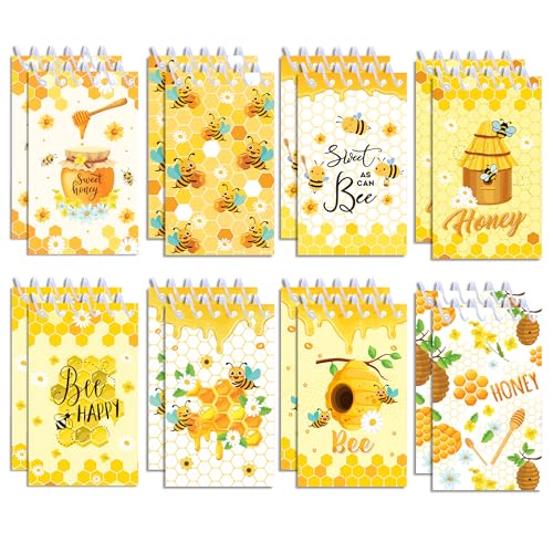 8 Pack Mini Bee Spiral Pocket Notepads Cute Honey Small Journal Pocket Notebooks Honeybee Party Favors Spiral Mini Notebooks for Classroom Teens Teacher Rewards Party Gifts