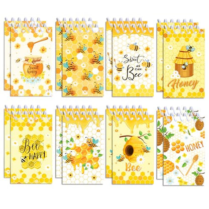 8 Pack Mini Bee Spiral Pocket Notepads Cute Honey Small Journal Pocket Notebooks Honeybee Party Favors Spiral Mini Notebooks for Classroom Teens Teacher Rewards Party Gifts