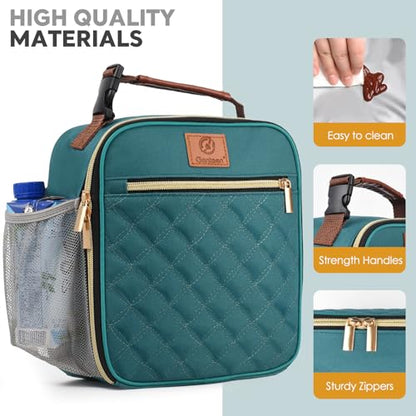 Genteen Kids Lunch Box Insulated Soft Mini Cooler with Bottle Holder, Lightweight Reusable Easy-Clean Lunch bag for Girls, Boys Back to School-Lake Green - color: Lake Green