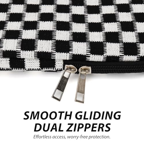 Puffy Laptop Sleeve 15-16 inch, Cute Knitted Protective Carrying Case for Women & Men, Compatible with MacBook Pro 16-Inch M4, 15.6 Inch Tablets Notebook (Checkered Black) - color: Checkered Black, size: 15-16 inch