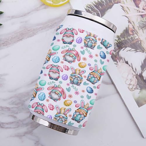 Easter Eggs Colorful Gnomes Spring Flowers 14oz Stainless Steel Tumbler with Lid & Straw-Double Wall Vacuum Insulated Travel Mug Water Bottle Coffee Beverage Drinks Cup - size: 14 Ounces