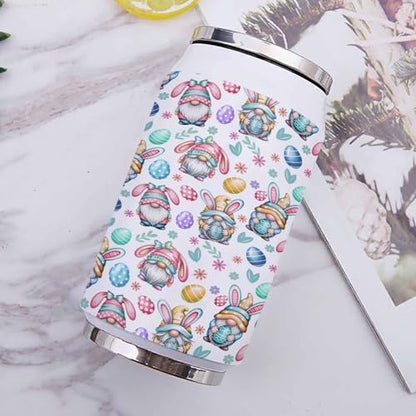 Easter Eggs Colorful Gnomes Spring Flowers 14oz Stainless Steel Tumbler with Lid & Straw-Double Wall Vacuum Insulated Travel Mug Water Bottle Coffee Beverage Drinks Cup - size: 14 Ounces