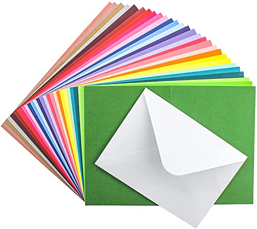 48 Pack Blank Folded Cards and Envelopes Colored Cards White Envelopes 5 x 7 Inch Colorful Greeting Cards 24 Assorted Colors Heavy Weight for Greeting,Invitation,Card Making - size: 5X7 Inch