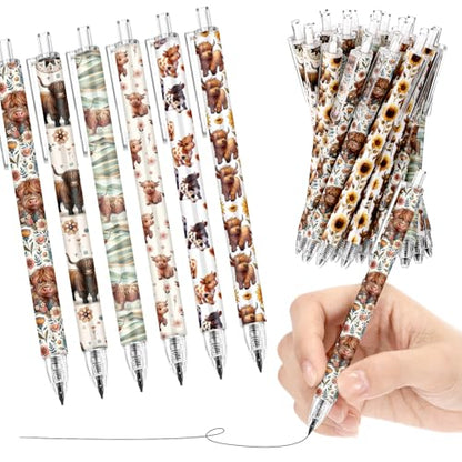 Sinload 60 Pcs Mechanical Pencil Bulk, 0.7 mm Cute Motivational Mechanical Pencil for Writing, Sketching, Drawing, Gifts from Teacher Reward Office Supplies Bee Party(Cow) - style: Cow