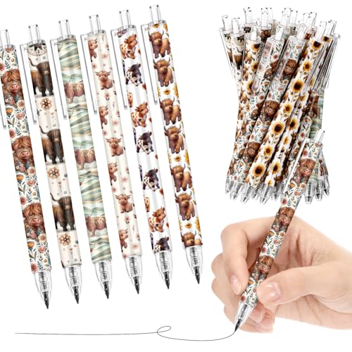 Sinload 60 Pcs Mechanical Pencil Bulk, 0.7 mm Cute Motivational Mechanical Pencil for Writing, Sketching, Drawing, Gifts from Teacher Reward Office Supplies Bee Party(Cow) - style: Cow