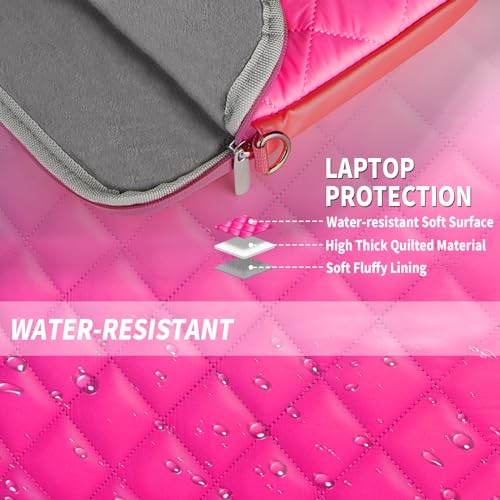Puffy Quilted Laptop Sleeve with a Removable Shoulder Strap Compatible with MacBook Air/Pro, 13-13.3 inch Notebook, Compatible with MacBook Pro 14 inch M3 M2 M1 Chip 2023-2021 - color: Sleeve - Rose, size: 13-13.3 inch