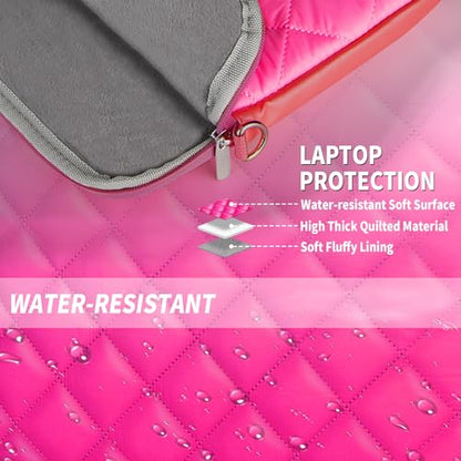 Puffy Quilted Laptop Sleeve with a Removable Shoulder Strap Compatible with MacBook Air 13 inch M2 A2681 M1 A2337 A2179 A1932 2023-2018/Pro 13 M2 M1 A2338 A2251 A2289 A2159 A1989 A1706 A1708 - color: Sleeve - Rose, size: 13 inch