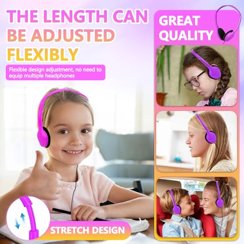 Class Set Headphones for Kids Students School Classroom 20 Pack | Bulk Headphones for Kids Adjustable with 3.5 mm Jack for Library Children Mixed Colors