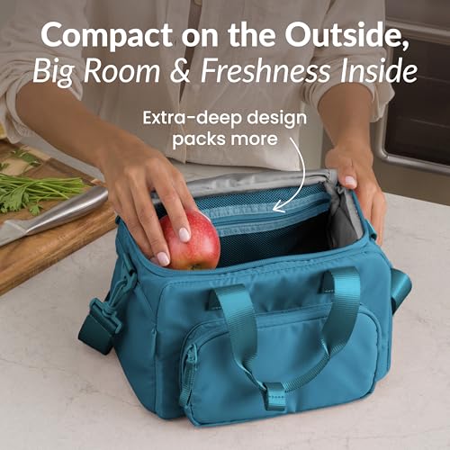 Bentgo Insulated Lunch Bag – Extra-Large Capacity Adult Lunch Bag with Shoulder Strap and External Storage Compartment, Durable, Lightweight, Ideal for Work, School, & Meals On the Go (Deep Teal) - color: Deep Teal