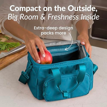 Bentgo Insulated Lunch Bag – Extra-Large Capacity Adult Lunch Bag with Shoulder Strap and External Storage Compartment, Durable, Lightweight, Ideal for Work, School, & Meals On the Go (Deep Teal) - color: Deep Teal