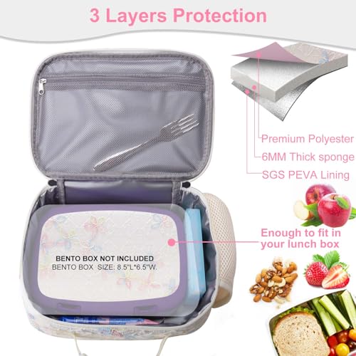 RHCPFOVR Kids Lunch Bag - Insulated Lunch Box for Boys Girls,Washable Lunch Bag and Reusable Toddler Leak-proof Lunchbox for School and Daycare - color: Beige Embroidery
