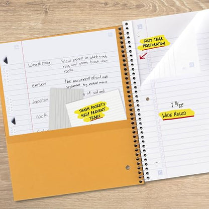 Five Star Spiral Notebook + Study App, 3 Subject, Wide Ruled Paper, 8" x 10-1/2", 150 Sheets, Fights Ink Bleed, Water Resistant Cover, Tidewater Blue (73184) - color: Tidewater Blue, size: 8" x 10-1/2" (Pack of 1)