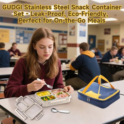 Stainless Steel Bento Lunch Box Set with Spoon, Fork & Insulated Lunch Bag, 25oz Leakproof Bento Box for Adults & Kids, Ideal for School, Home, Office, Picnic & Healthy meal prep containers (Beige) - color: Beige