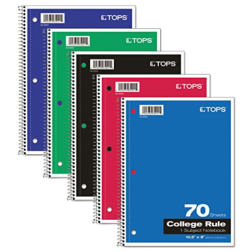 Oxford Spiral Notebook, 1-Subject, College Ruled Paper, 70 Sheets, Color May Vary, 1/Notebook (65021) (Pack of 1) - style: 70 Sheets (College Rule)