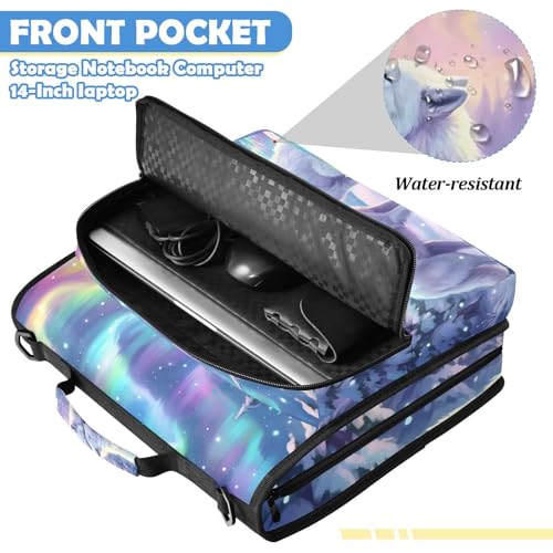 Wolves 2-inch 3 Ring Zipper Binder with Shoulder Strap Holds 14 Inch Laptop for Students and Office - color: Wolves