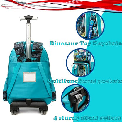 School Kids Rolling Backpack for Boys 17" Multiple Function Pockets - color: Blue-240525-lg