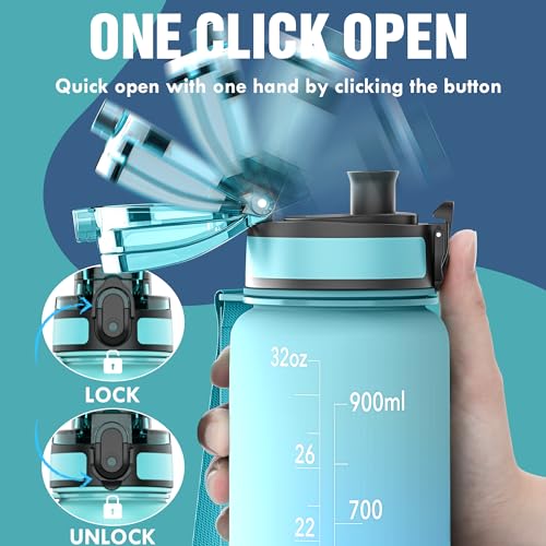 OLDLEY Water Bottle, 32oz Motivational Sports Water Bottle with Time Marker - Times to Drink - Tritan, BPA Free, Wide Mouth Leakproof,Luca - color: Luca