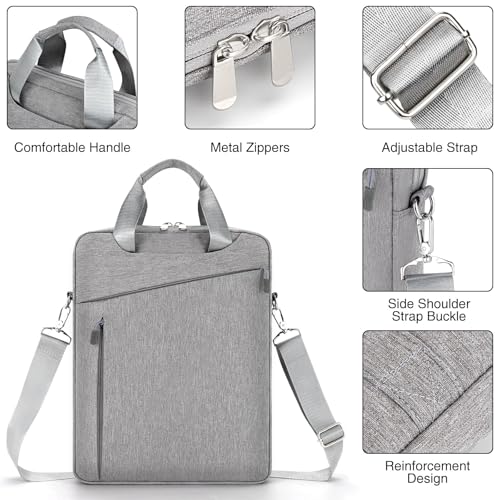 Laptop Case Shoulder Sleeve Bag Compatible with 14" MacBook Pro M5 M4 M3 M2 M1/13.6" MacBook air M4 M3 M2/13 MacBook Neo, Chromebook Notebook Portable Carrying Messenger Computer Bag, Gray - color: Gray