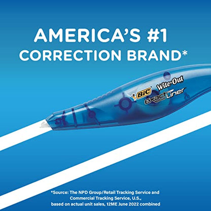BIC Wite-Out Brand Exact Liner Correction Tape, 19.6 Feet, White, Fast, Clean and Easy to Use Tear-Resistant Tape, 2-Count