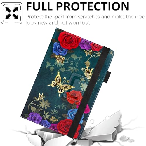 Universal 10 10.1 Inch Android Tablet Case,Slim Folding Stand Cover for All 9"-10.5" Touchscreen Tablet Case with Stylus Pen Holder,Butterfly Flower - color: Butterfly Flower