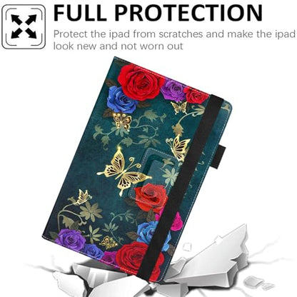 Universal 10 10.1 Inch Android Tablet Case,Slim Folding Stand Cover for All 9"-10.5" Touchscreen Tablet Case with Stylus Pen Holder,Butterfly Flower - color: Butterfly Flower