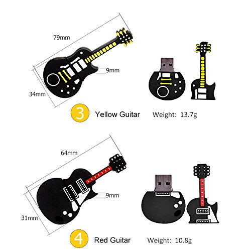 5x16GB USB Flash Drive Musical Instruments USB 2.0 Memory Stick Pen Drive(Yellow Guitar,Red Guitar,Cello,Violin,Piano) - color: 5xMusical instruments, size: 16GB