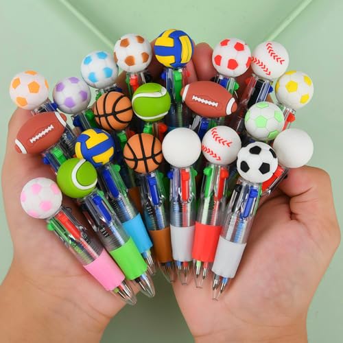 Oneshow Sports Party Favors Mini Pens, 4-in-1 Soccer Baseball Ballpoint Pen | Cool Sports Soccer Goodie Bag Stuffers, Bulk Back to School Supplies for Students, Classroom Rewards Birthday Gifts 28PCS - style: Sports-28PCS